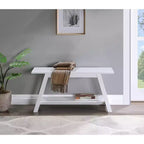 Roundhill Furniture Elyz Solid Wood Bench with Shelf