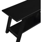 Roundhill Furniture Elyz Solid Wood Bench with Shelf