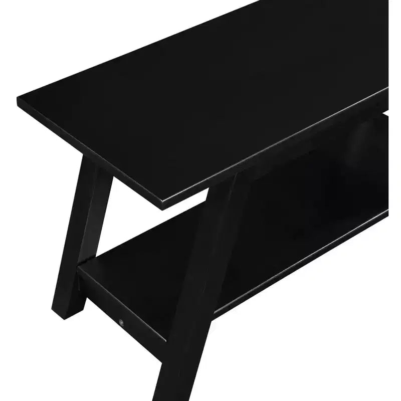 Roundhill Furniture Elyz Solid Wood Bench with Shelf