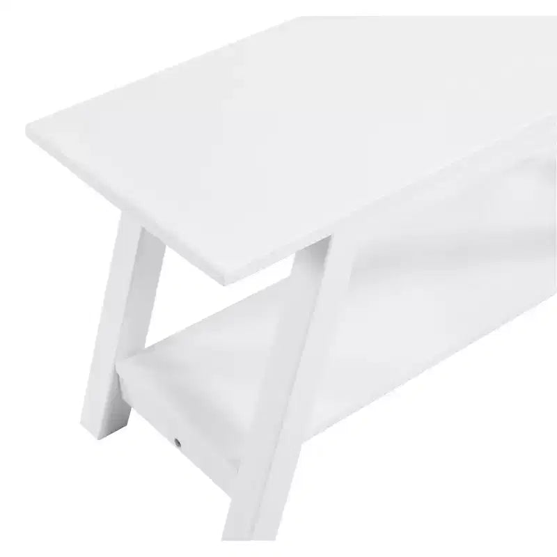 Roundhill Furniture Elyz Solid Wood Bench with Shelf