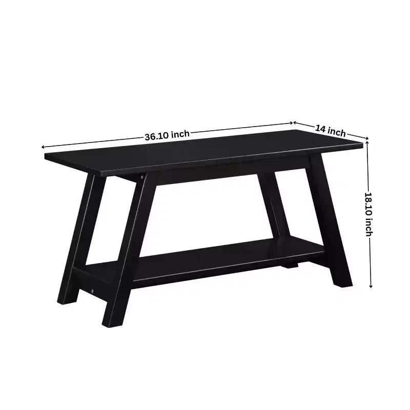 Roundhill Furniture Elyz Solid Wood Bench with Shelf
