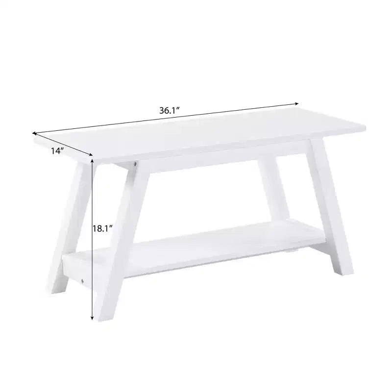 Roundhill Furniture Elyz Solid Wood Bench with Shelf