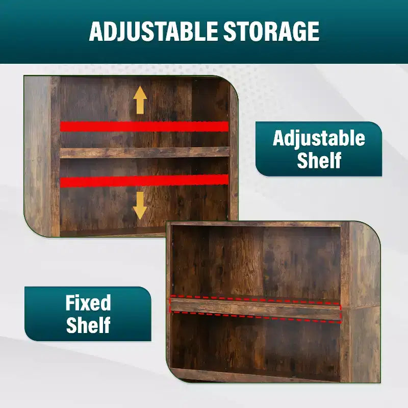 FDW Industrial-Style 5-Tier Bookshelf Wood Bookcases Perfect for Home Office Living Room, Brown