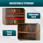 FDW Industrial-Style 5-Tier Bookshelf Wood Bookcases Perfect for Home Office Living Room, Brown