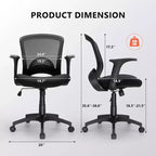 Ergonomic Mesh Office Chair 330 lb Capacity Computer Desk Chair with Built-In Lumbar Support High-Density Foam Seat Five-Star Base