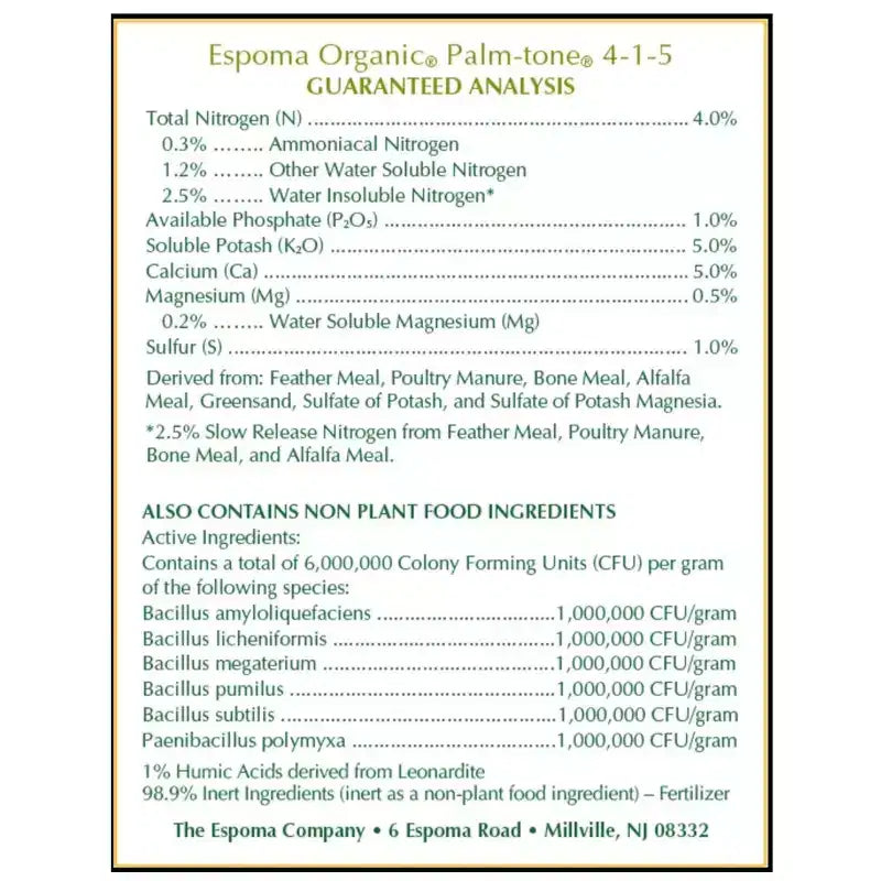Espoma Organic Palm-Tone 4-1-5 Plant Food, 4lbs