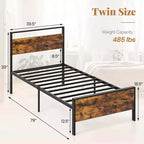 Costway Twin/Full/Queen/King Size Bed Frame with Wooden Headboard and Footboard Under-Bed Storage