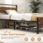 Costway Twin/Full/Queen/King Size Bed Frame with Wooden Headboard and Footboard Under-Bed Storage