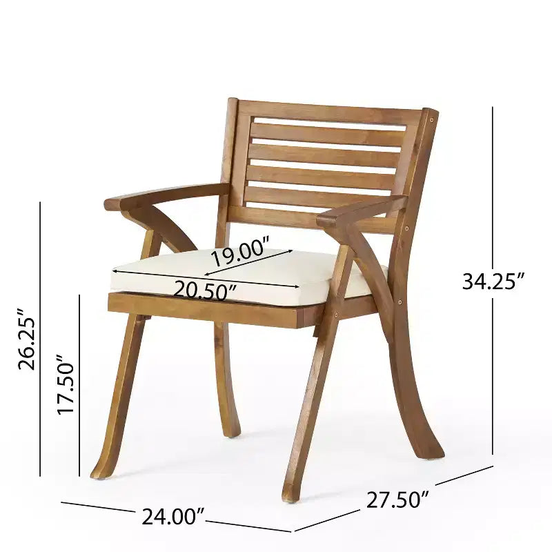 GDFStudio Baia Outdoor Acacia Wood 3 Piece Bistro Set with Cushion