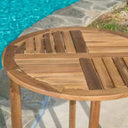 GDFStudio Baia Outdoor Acacia Wood 3 Piece Bistro Set with Cushion