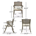 GDFStudio Baia Outdoor Acacia Wood 3 Piece Bistro Set with Cushion