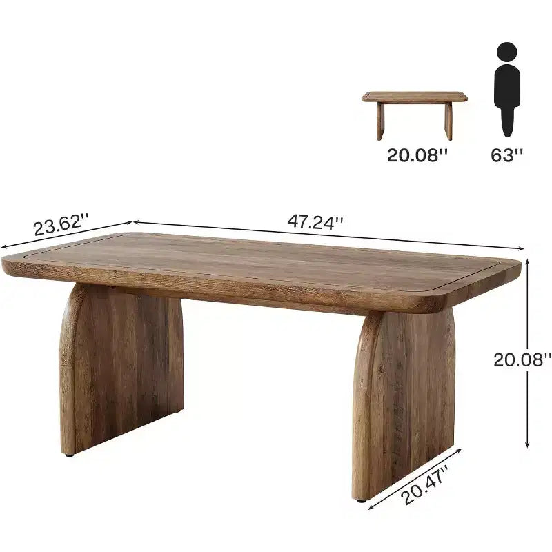 Lantine Rectangle Coffee Table, 47-Inch Wood Farmhouse Accent Center Table Low Cocktail Tea Table, Easy Assembly