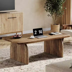 Lantine Rectangle Coffee Table, 47-Inch Wood Farmhouse Accent Center Table Low Cocktail Tea Table, Easy Assembly