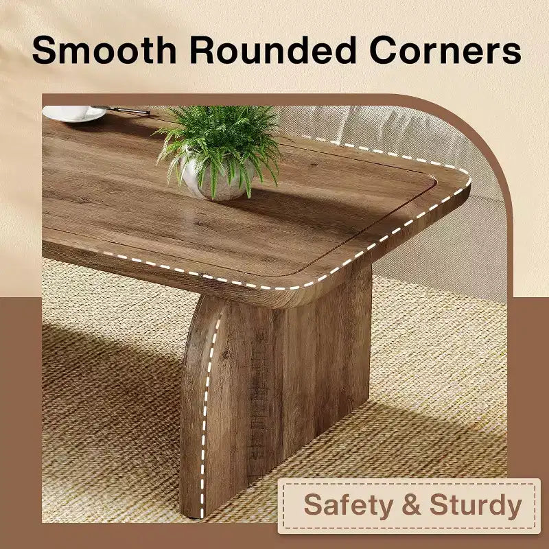 Lantine Rectangle Coffee Table, 47-Inch Wood Farmhouse Accent Center Table Low Cocktail Tea Table, Easy Assembly