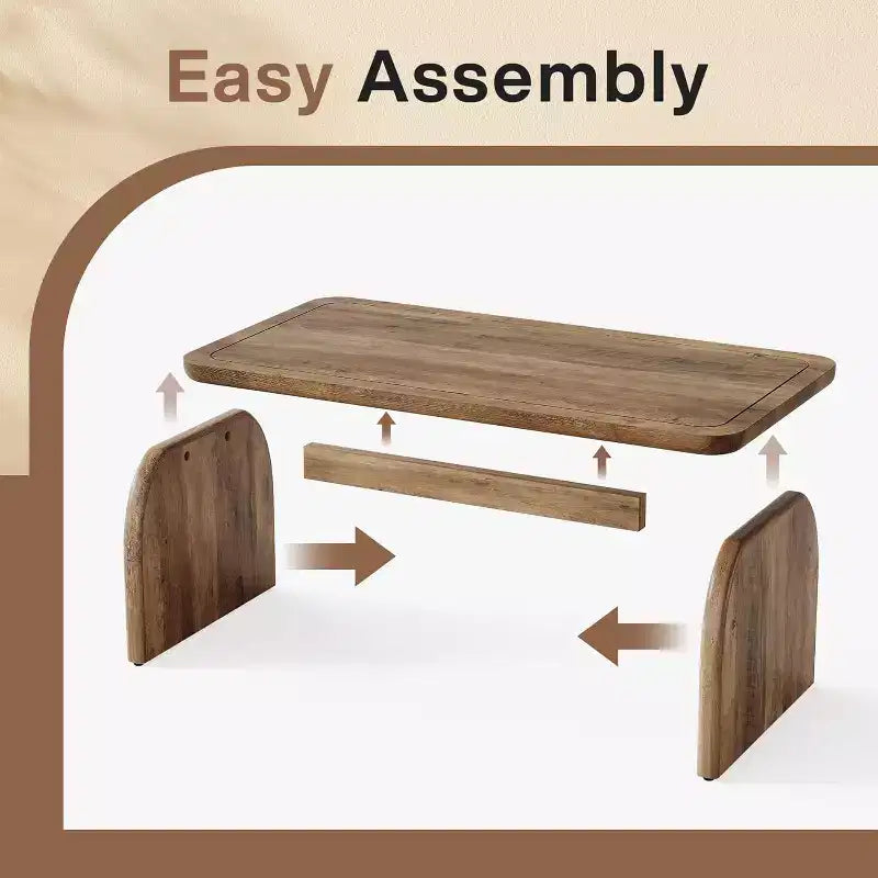 Lantine Rectangle Coffee Table, 47-Inch Wood Farmhouse Accent Center Table Low Cocktail Tea Table, Easy Assembly