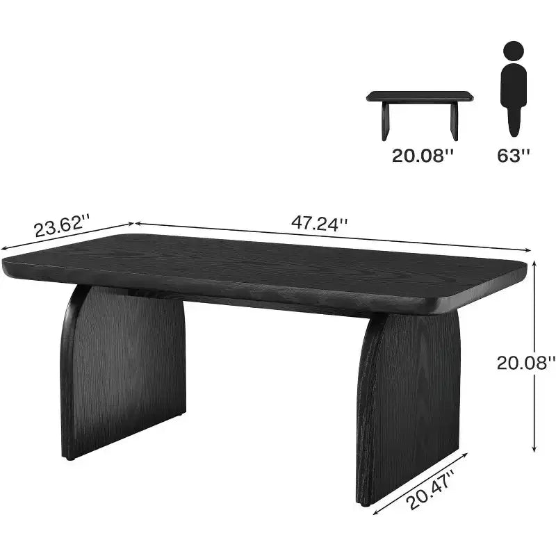 Lantine Rectangle Coffee Table, 47-Inch Wood Farmhouse Accent Center Table Low Cocktail Tea Table, Easy Assembly