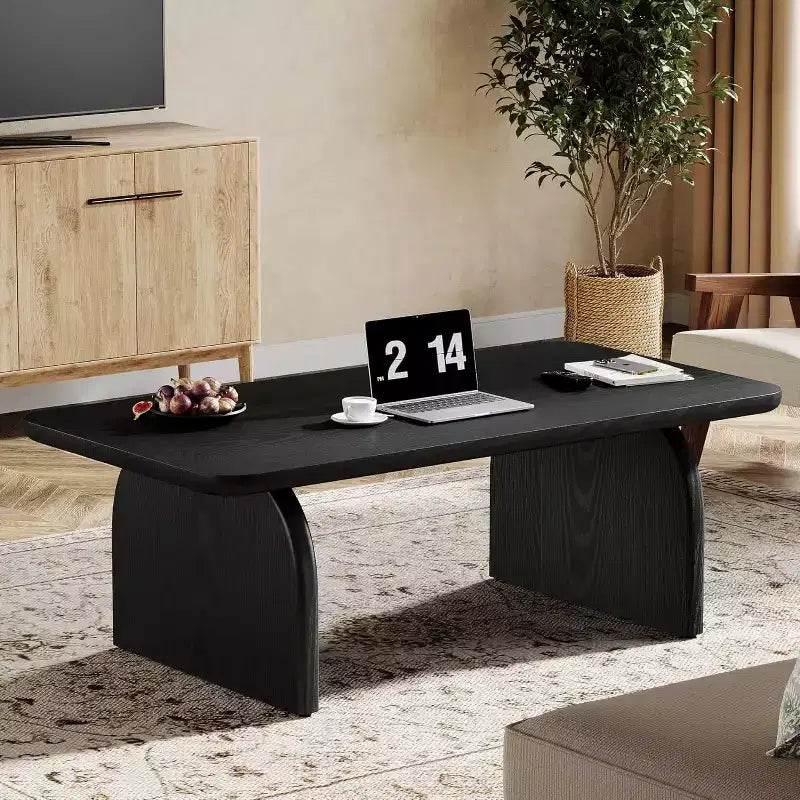 Lantine Rectangle Coffee Table, 47-Inch Wood Farmhouse Accent Center Table Low Cocktail Tea Table, Easy Assembly