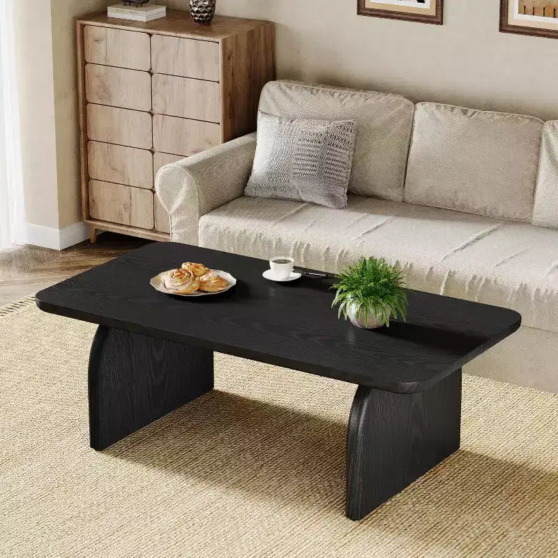 Lantine Rectangle Coffee Table, 47-Inch Wood Farmhouse Accent Center Table Low Cocktail Tea Table, Easy Assembly