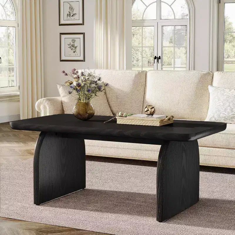Lantine Rectangle Coffee Table, 47-Inch Wood Farmhouse Accent Center Table Low Cocktail Tea Table, Easy Assembly