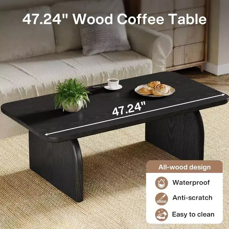 Lantine Rectangle Coffee Table, 47-Inch Wood Farmhouse Accent Center Table Low Cocktail Tea Table, Easy Assembly