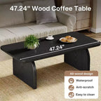 Lantine Rectangle Coffee Table, 47-Inch Wood Farmhouse Accent Center Table Low Cocktail Tea Table, Easy Assembly