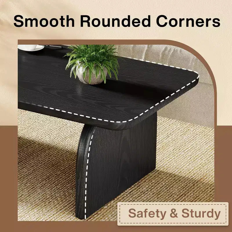 Lantine Rectangle Coffee Table, 47-Inch Wood Farmhouse Accent Center Table Low Cocktail Tea Table, Easy Assembly