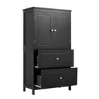 Whisen Bathroom Storage Cabinet, Cabinet with Double Doors, Drawers and Adjustable Shelf