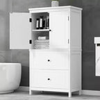 Whisen Bathroom Storage Cabinet, Cabinet with Double Doors, Drawers and Adjustable Shelf