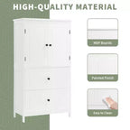 Whisen Bathroom Storage Cabinet, Cabinet with Double Doors, Drawers and Adjustable Shelf