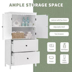 Whisen Bathroom Storage Cabinet, Cabinet with Double Doors, Drawers and Adjustable Shelf