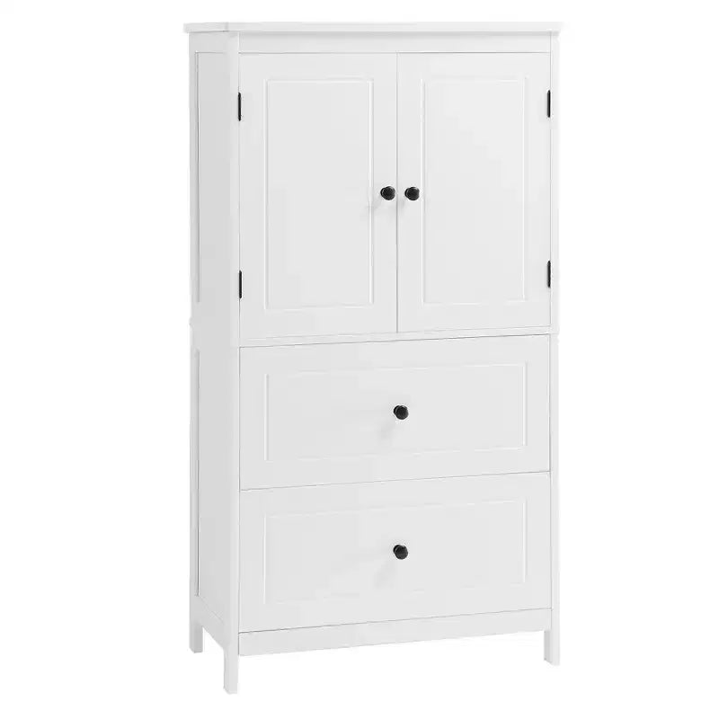 Whisen Bathroom Storage Cabinet, Cabinet with Double Doors, Drawers and Adjustable Shelf