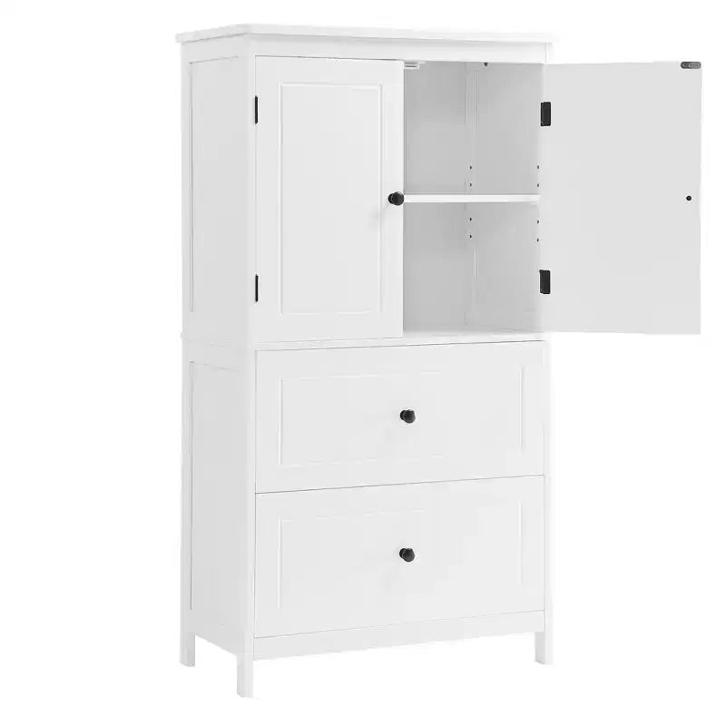 Whisen Bathroom Storage Cabinet, Cabinet with Double Doors, Drawers and Adjustable Shelf