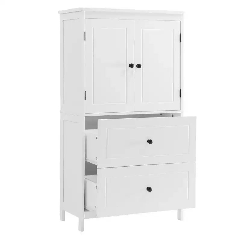 Whisen Bathroom Storage Cabinet, Cabinet with Double Doors, Drawers and Adjustable Shelf