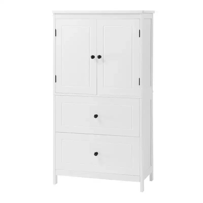 Whisen Bathroom Storage Cabinet, Cabinet with Double Doors, Drawers and Adjustable Shelf