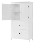 Whisen Bathroom Storage Cabinet, Cabinet with Double Doors, Drawers and Adjustable Shelf