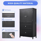 Whisen Bathroom Storage Cabinet, Cabinet with Double Doors, Drawers and Adjustable Shelf
