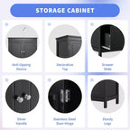 Whisen Bathroom Storage Cabinet, Cabinet with Double Doors, Drawers and Adjustable Shelf