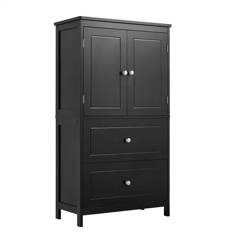 Whisen Bathroom Storage Cabinet, Cabinet with Double Doors, Drawers and Adjustable Shelf