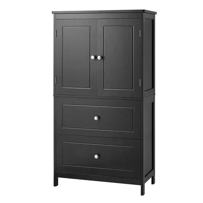 Whisen Bathroom Storage Cabinet, Cabinet with Double Doors, Drawers and Adjustable Shelf