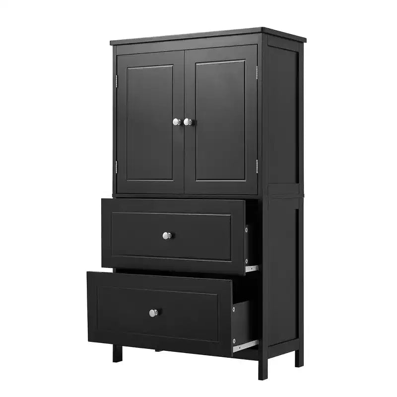 Whisen Bathroom Storage Cabinet, Cabinet with Double Doors, Drawers and Adjustable Shelf