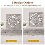 Heynemo Farmhouse Wood Mirror, Square Decorative Mirrors for Wall, Wall Mirrors for Living Room, Bedroom, Dining Room, Entryway, Hallway