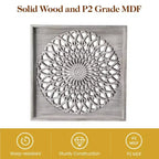 Heynemo Farmhouse Wood Mirror, Square Decorative Mirrors for Wall, Wall Mirrors for Living Room, Bedroom, Dining Room, Entryway, Hallway
