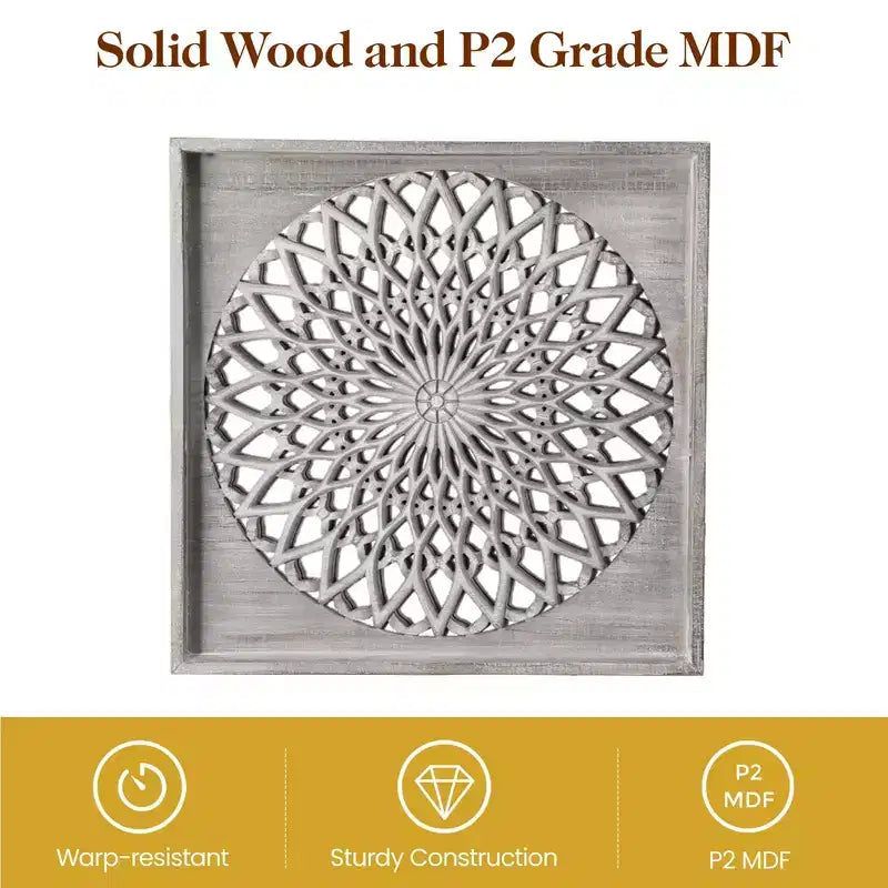 Heynemo Farmhouse Wood Mirror, Square Decorative Mirrors for Wall, Wall Mirrors for Living Room, Bedroom, Dining Room, Entryway, Hallway