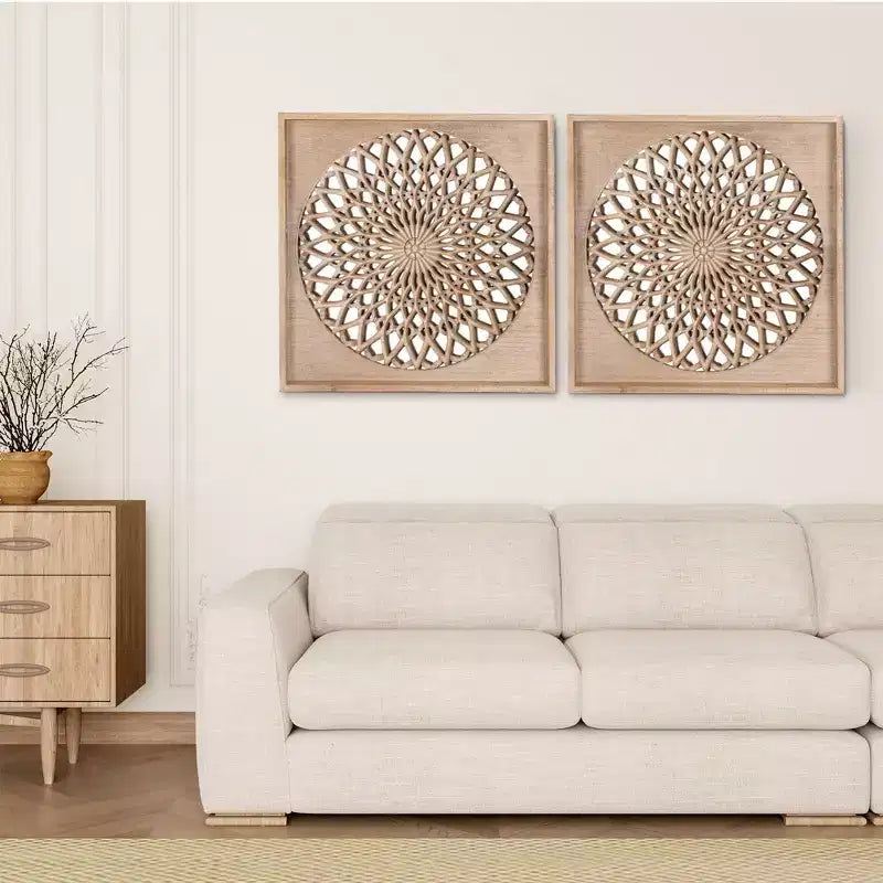 Heynemo Farmhouse Wood Mirror, Square Decorative Mirrors for Wall, Wall Mirrors for Living Room, Bedroom, Dining Room, Entryway, Hallway
