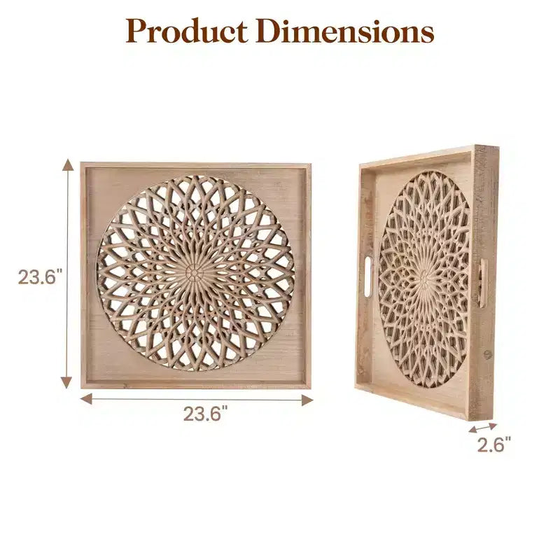 Heynemo Farmhouse Wood Mirror, Square Decorative Mirrors for Wall, Wall Mirrors for Living Room, Bedroom, Dining Room, Entryway, Hallway