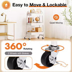 Metal Utility Storage Organizer, 3 Tier Small Rolling Cart Trolley for Kitchen, Bathroom, Laundry Room, Bar, Office Shelves