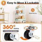 Metal Utility Storage Organizer, 3 Tier Small Rolling Cart Trolley for Kitchen, Bathroom, Laundry Room, Bar, Office Shelves