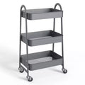 Metal Utility Storage Organizer, 3 Tier Small Rolling Cart Trolley for Kitchen, Bathroom, Laundry Room, Bar, Office Shelves