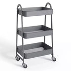 Metal Utility Storage Organizer, 3 Tier Small Rolling Cart Trolley for Kitchen, Bathroom, Laundry Room, Bar, Office Shelves