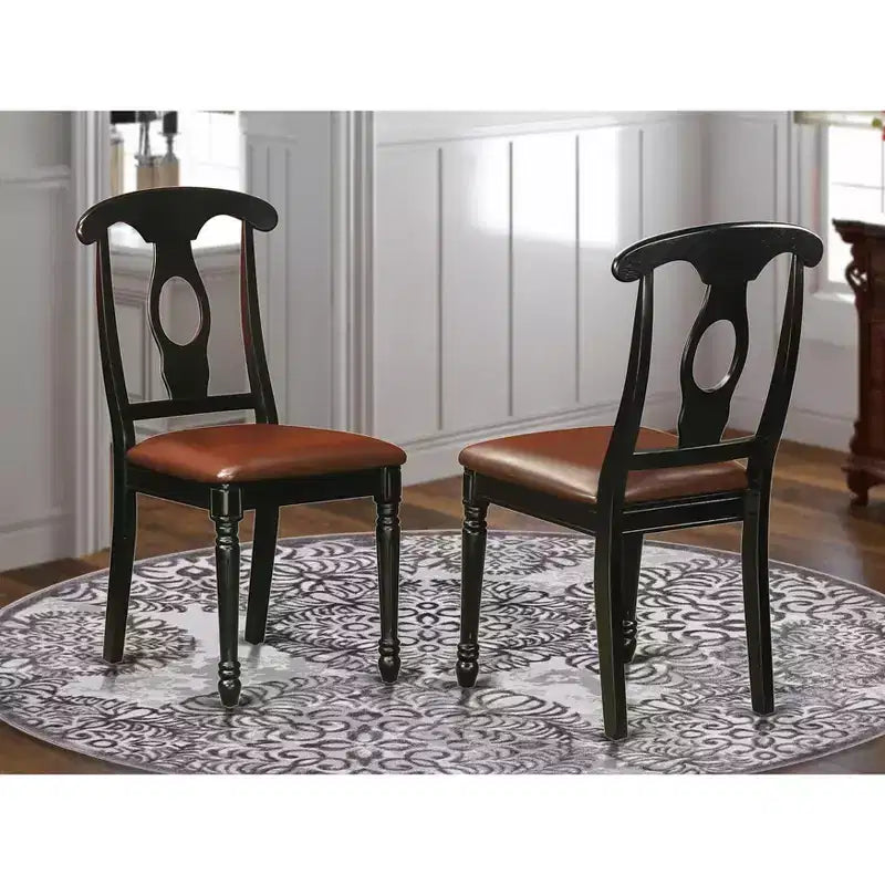 HomeStock Kenley Dining Chairs Napoleon Back Wood Seat Buttermilk Cherry
